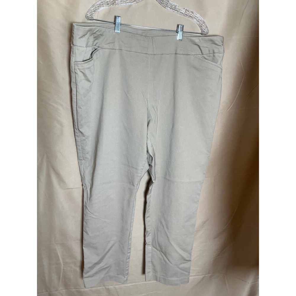 Croft & Barrow EffortlessStretch PantWomens 22W Khaki Excellent Pull On Straight